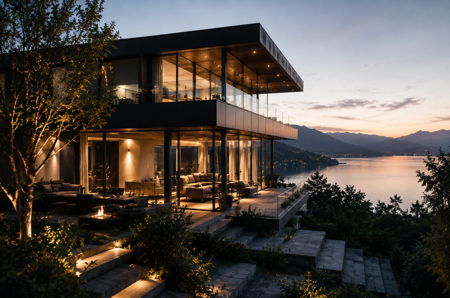 Moderne Villa in offener Landschaft